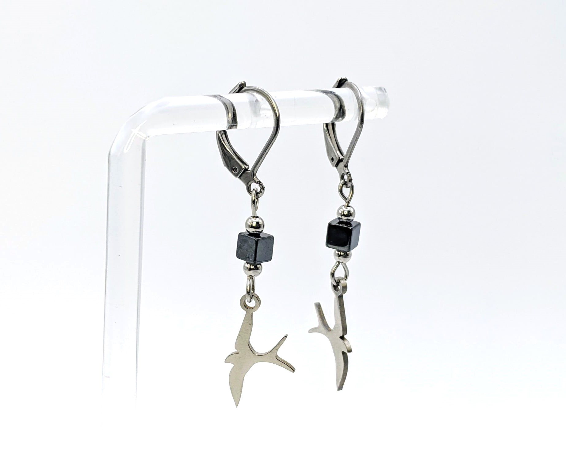 Boucles d'oreilles pendantes - hématite (GL-AM 23-05-01)