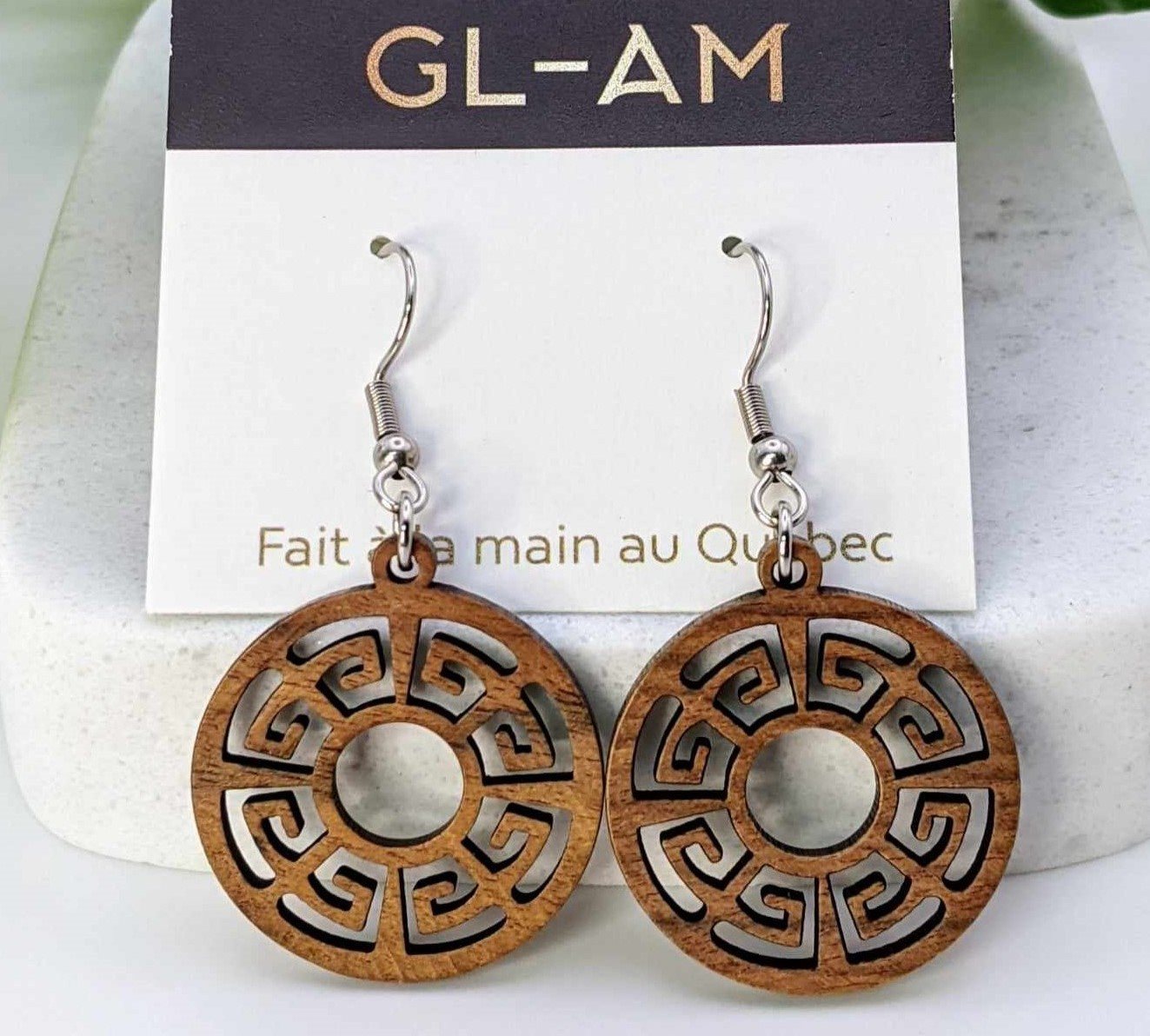 Boucles d'oreilles pendantes - bois (GL-AM 23-02-17-1)