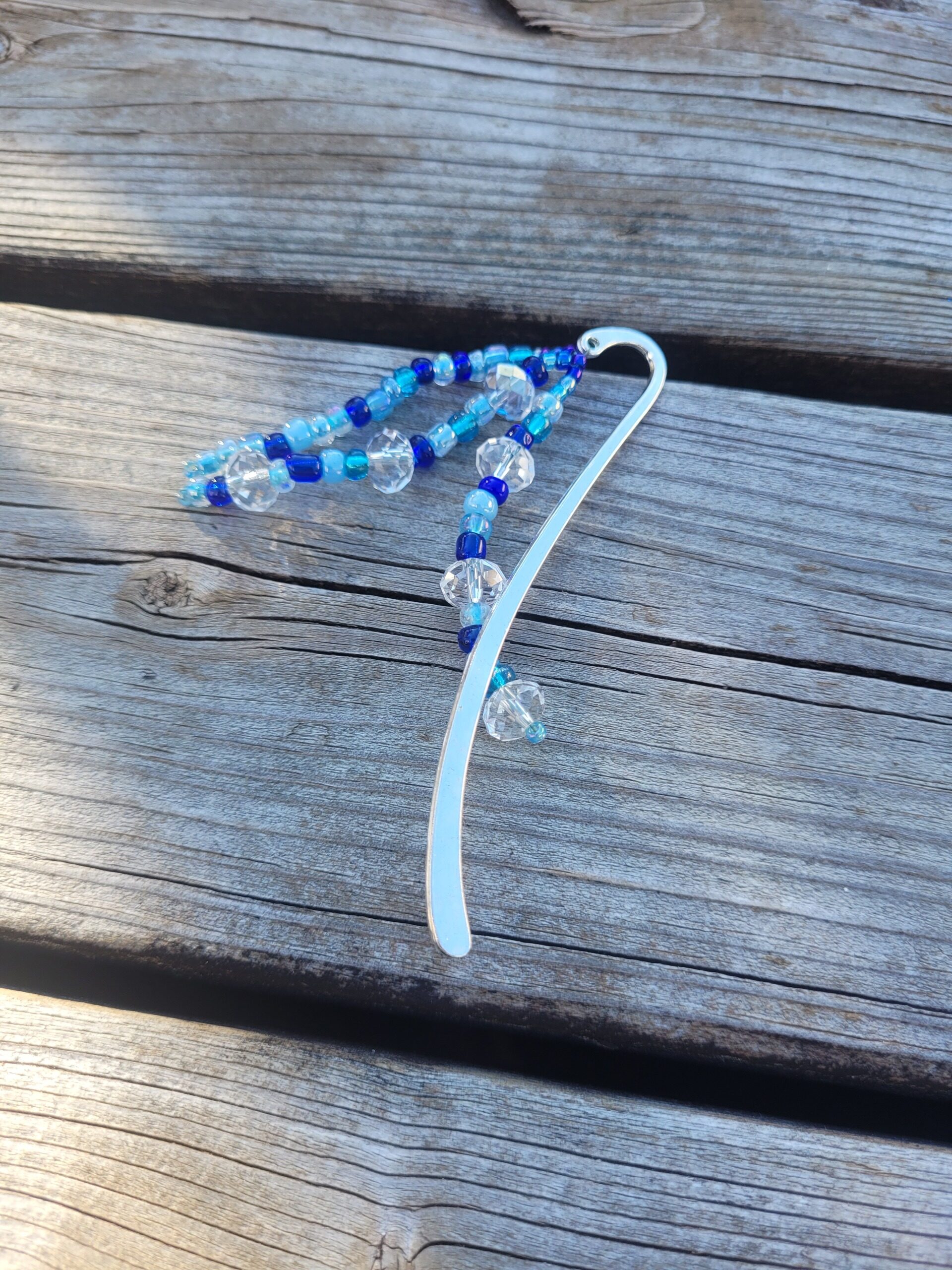 signet de perles - bleu et blanc