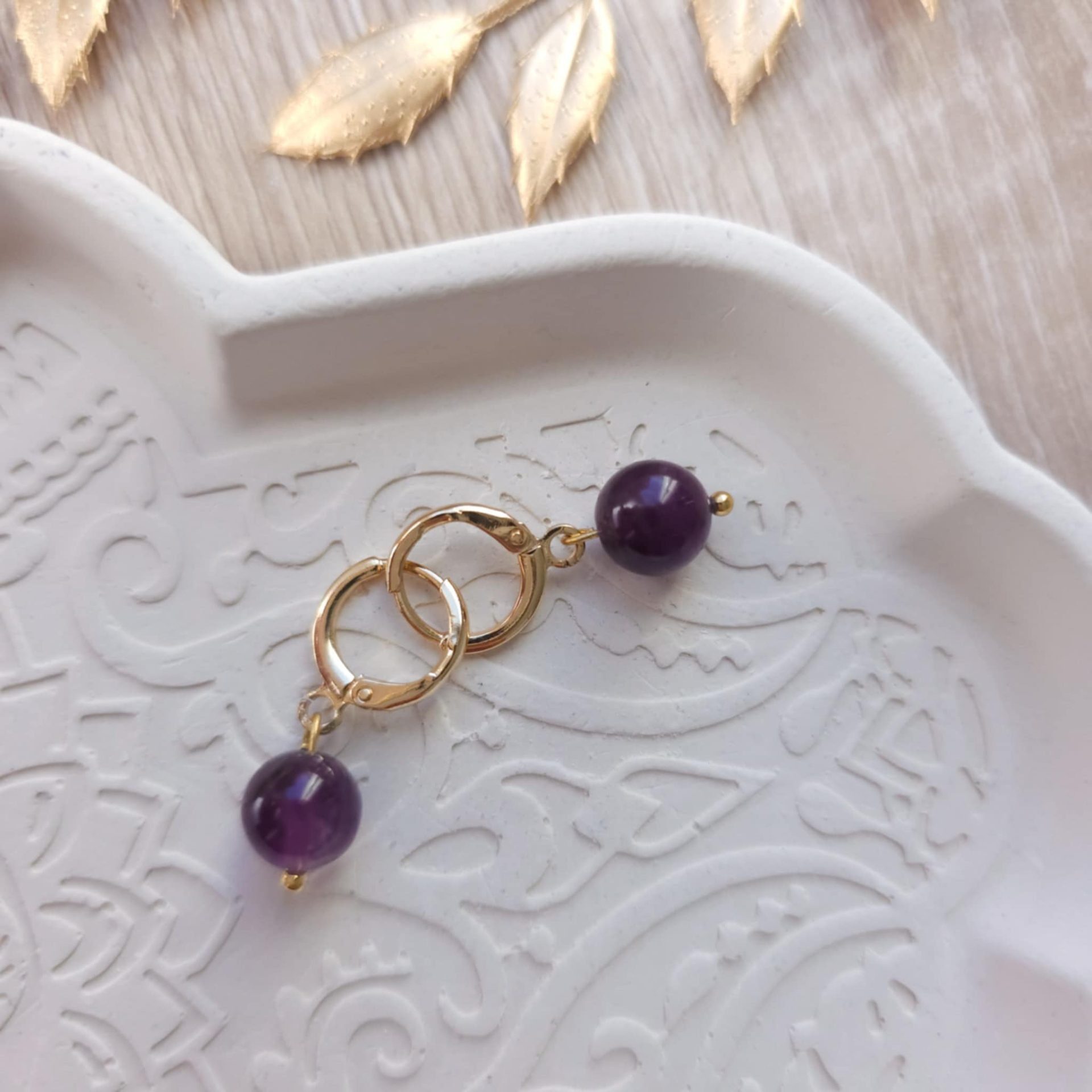 Boucles d'oreilles améthyste 10mm
