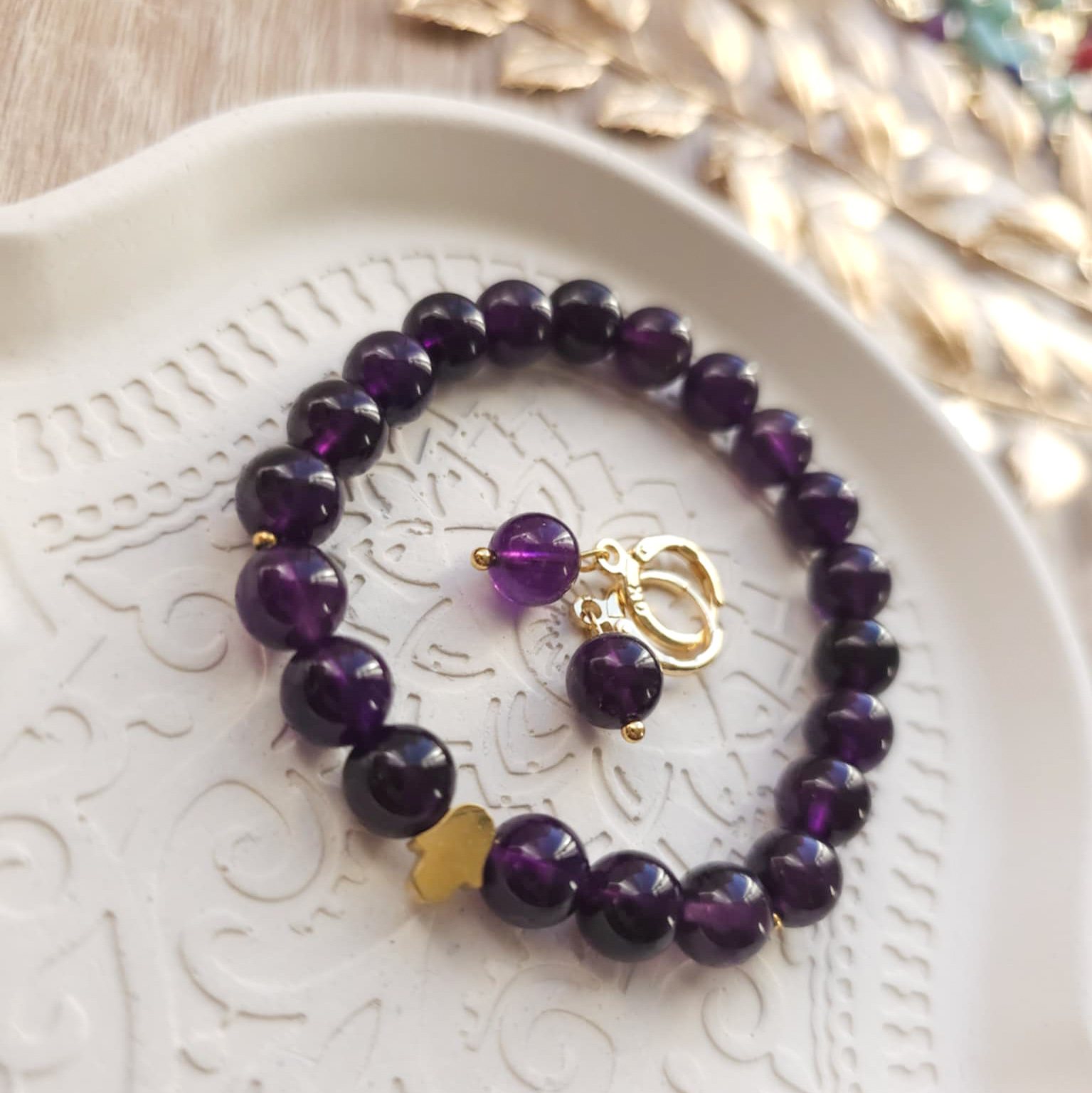 Bracelet Améthyste et main de Fatma
