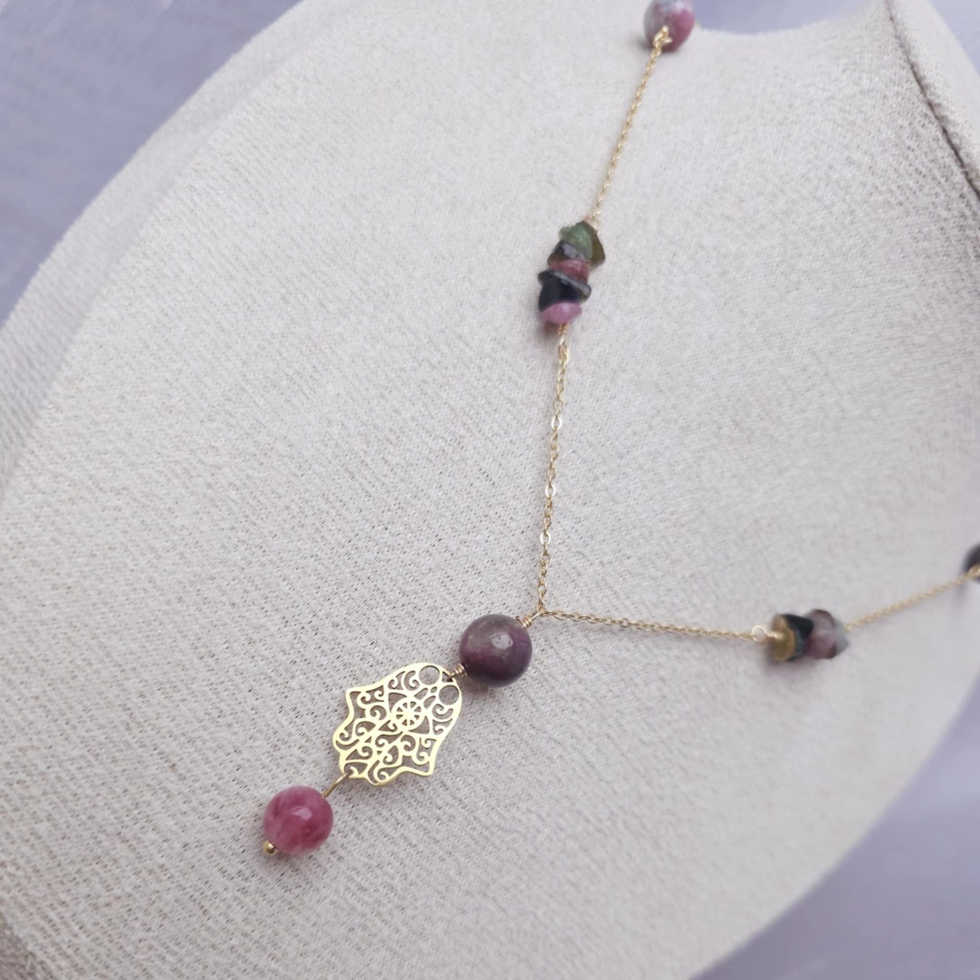 Collier en tourmaline multicolore
