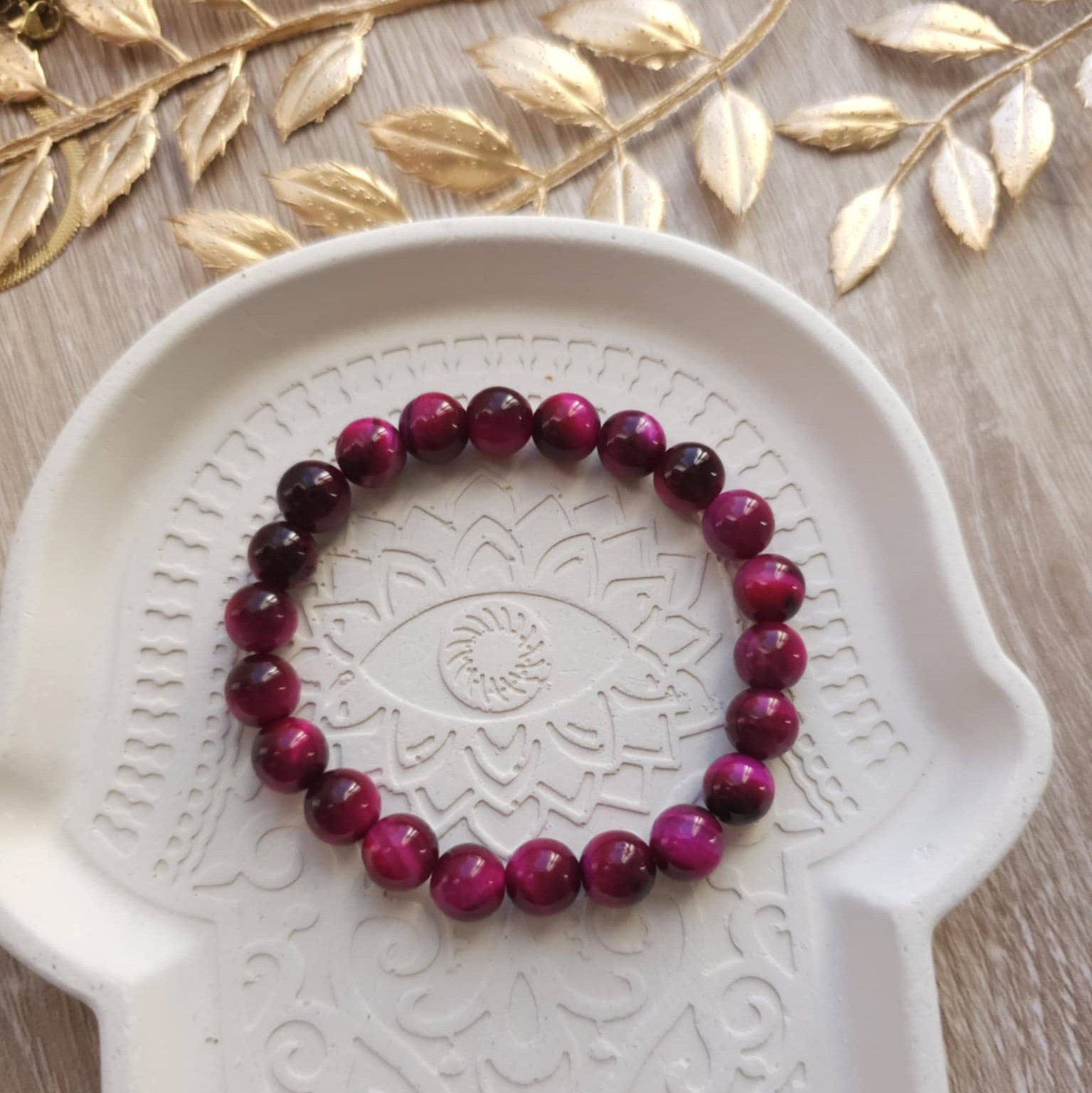 Bracelet en œil de chat roses