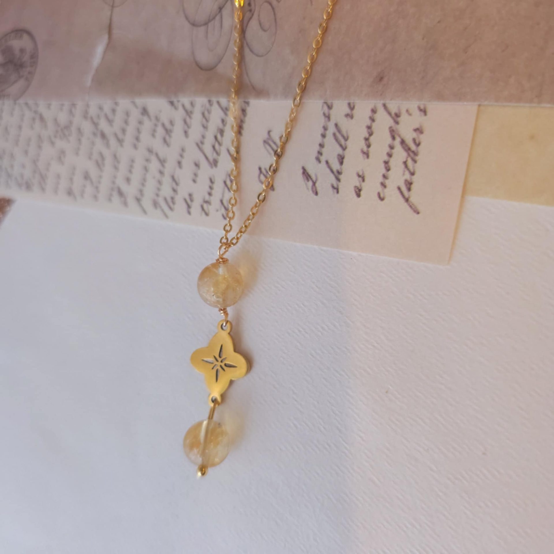 Collier Citrine trèfle
