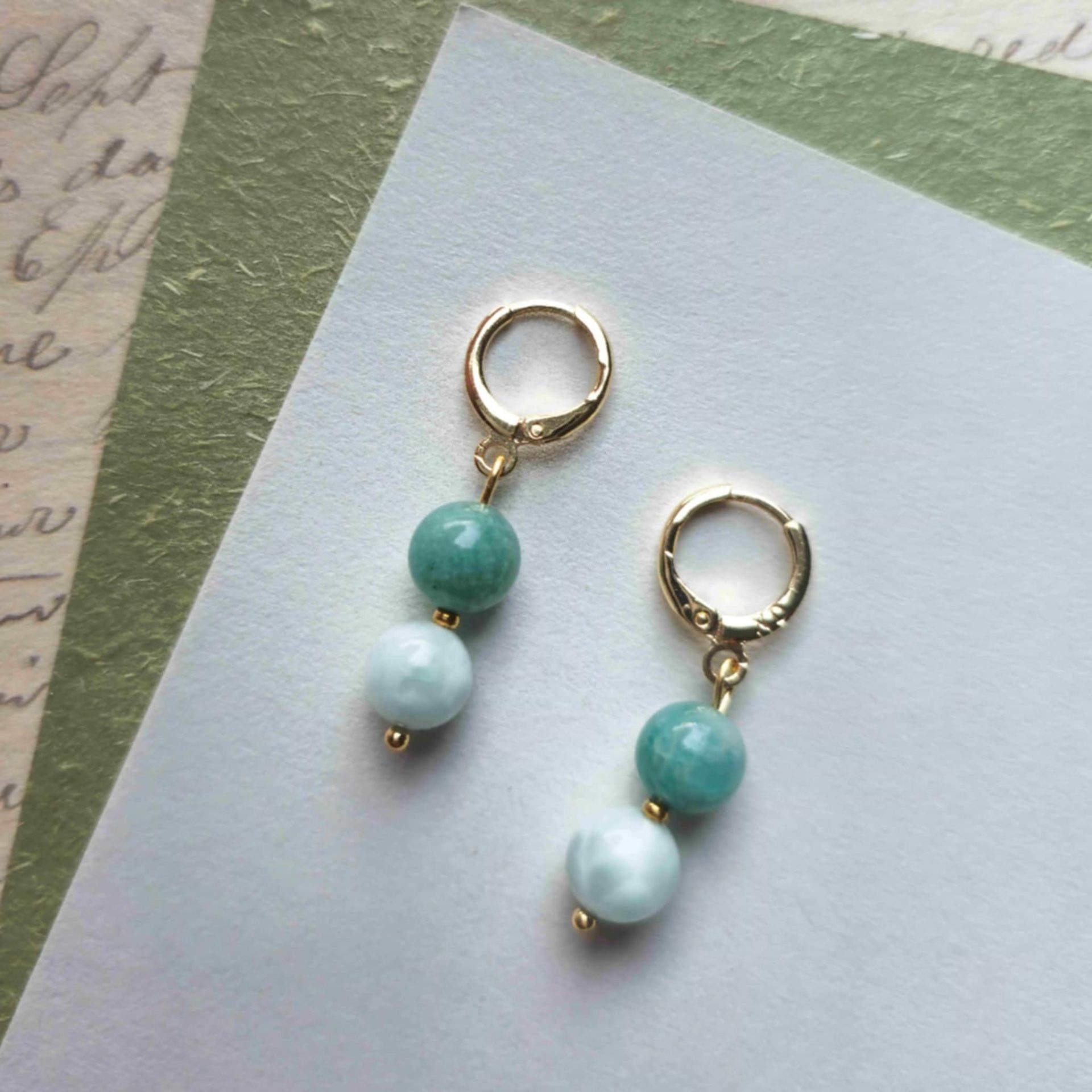 Boucles d'oreilles amazonite et Angelite