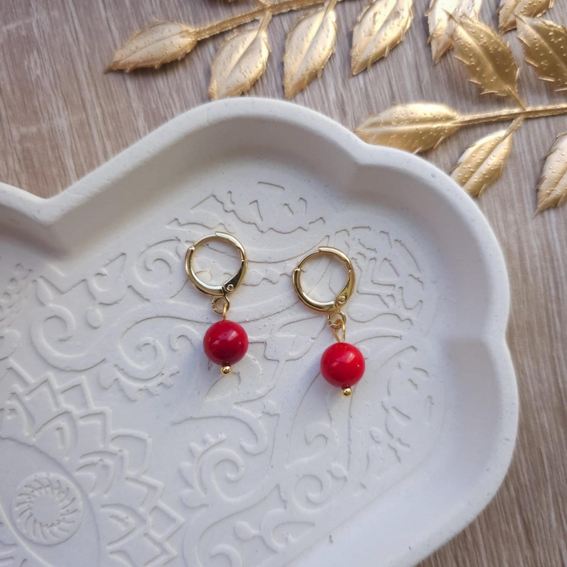 Boucles d'oreilles en Corail 8mm