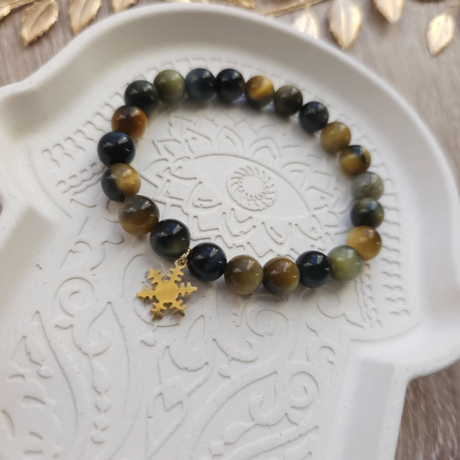 Bracelet oeil de chat et flocon de neige