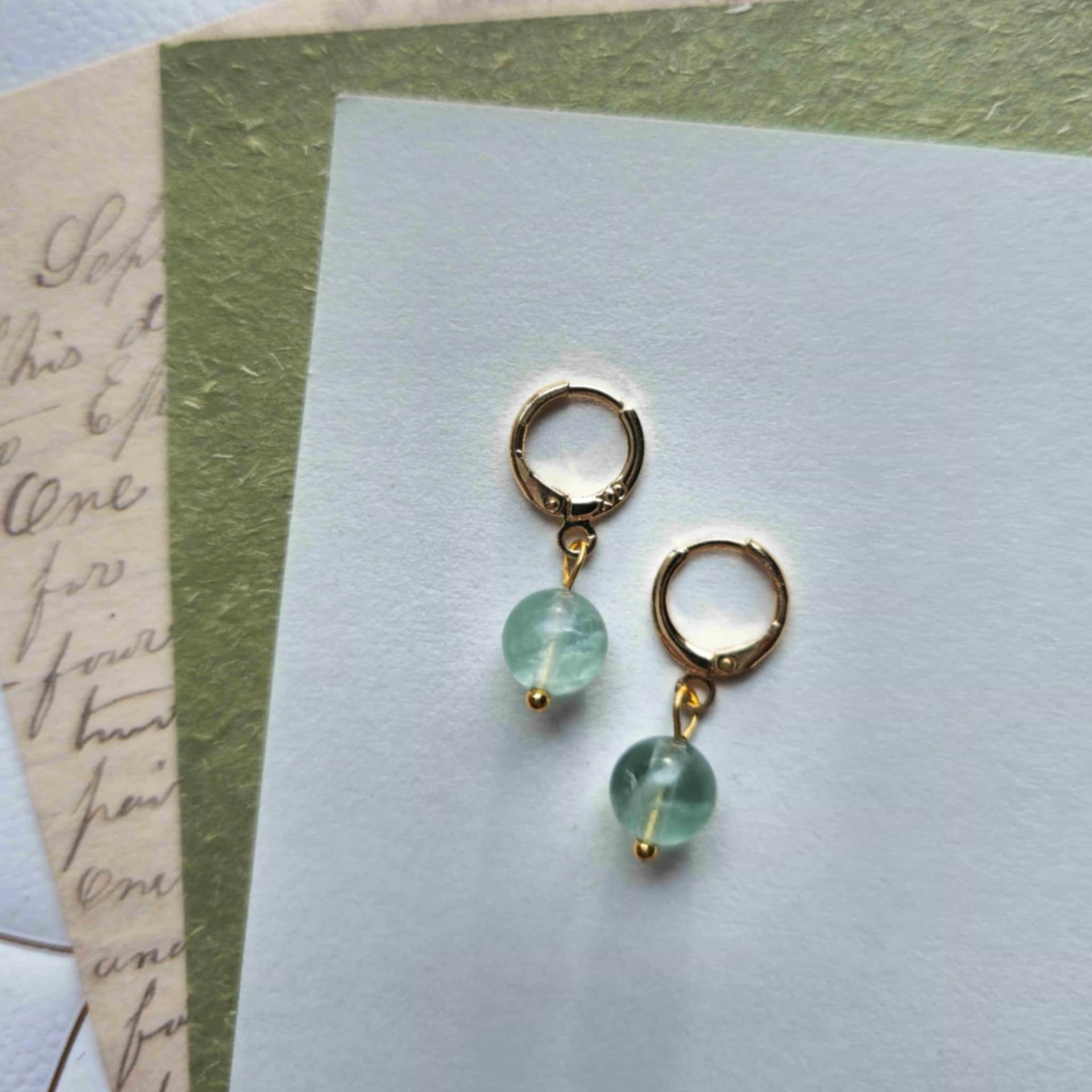 Boucles d'oreilles fluorite simple