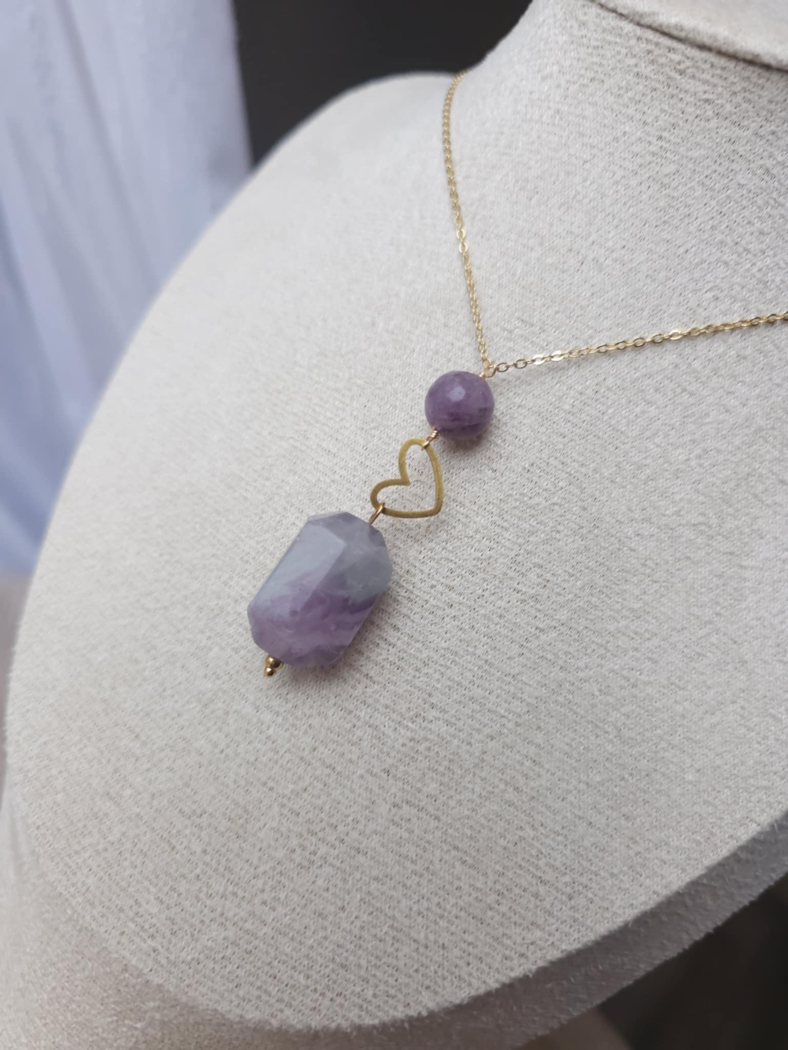 Collier fluorite naturelle et plaqué or