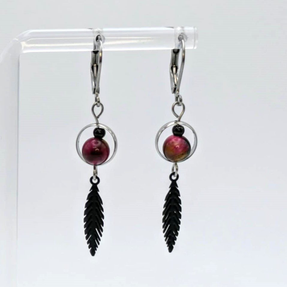 Boucles d'oreilles pendantes - Oeil-de-tigre (GL-AM 23-05-48-1)