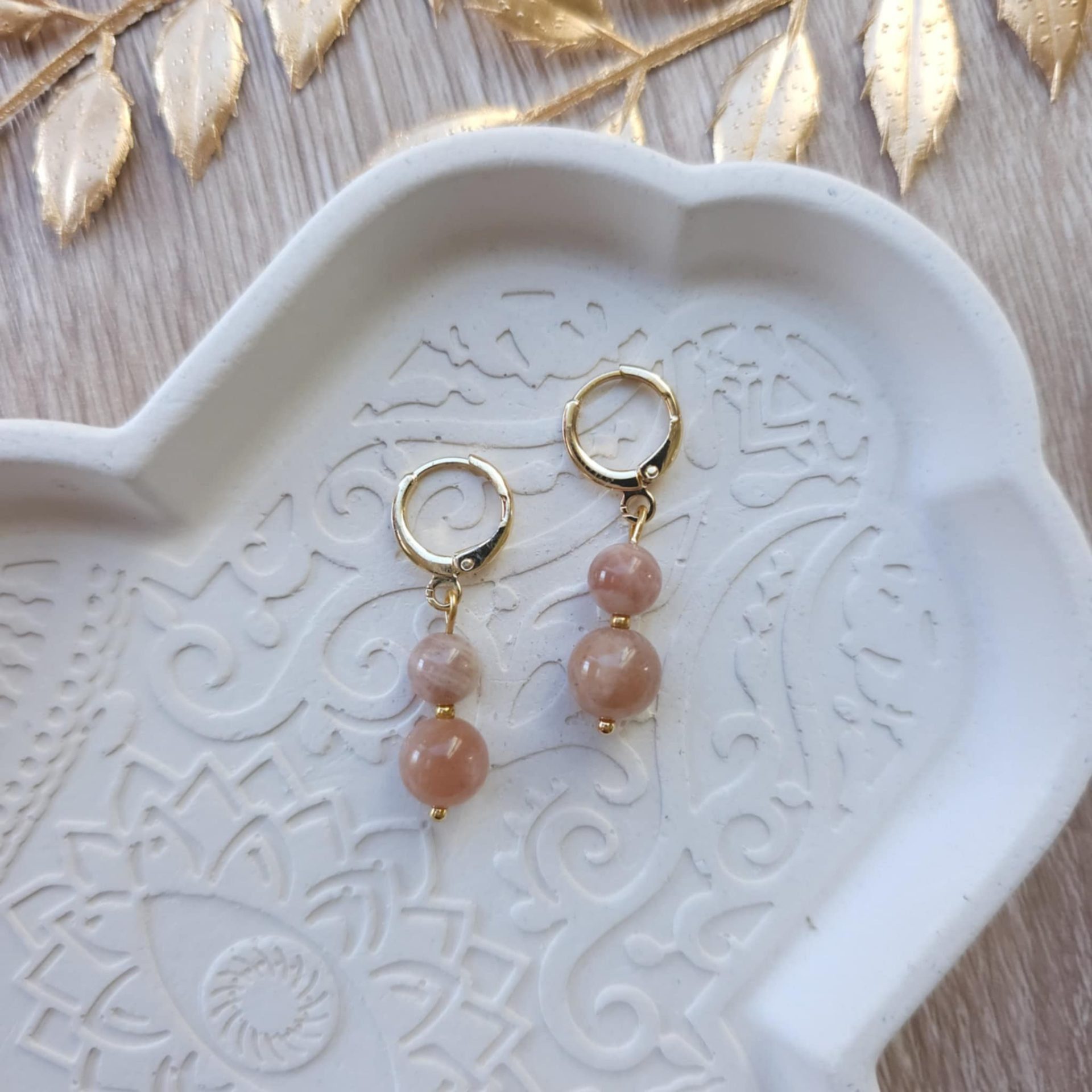 Boucles d'oreilles pierre de soleil 8mm 6mm