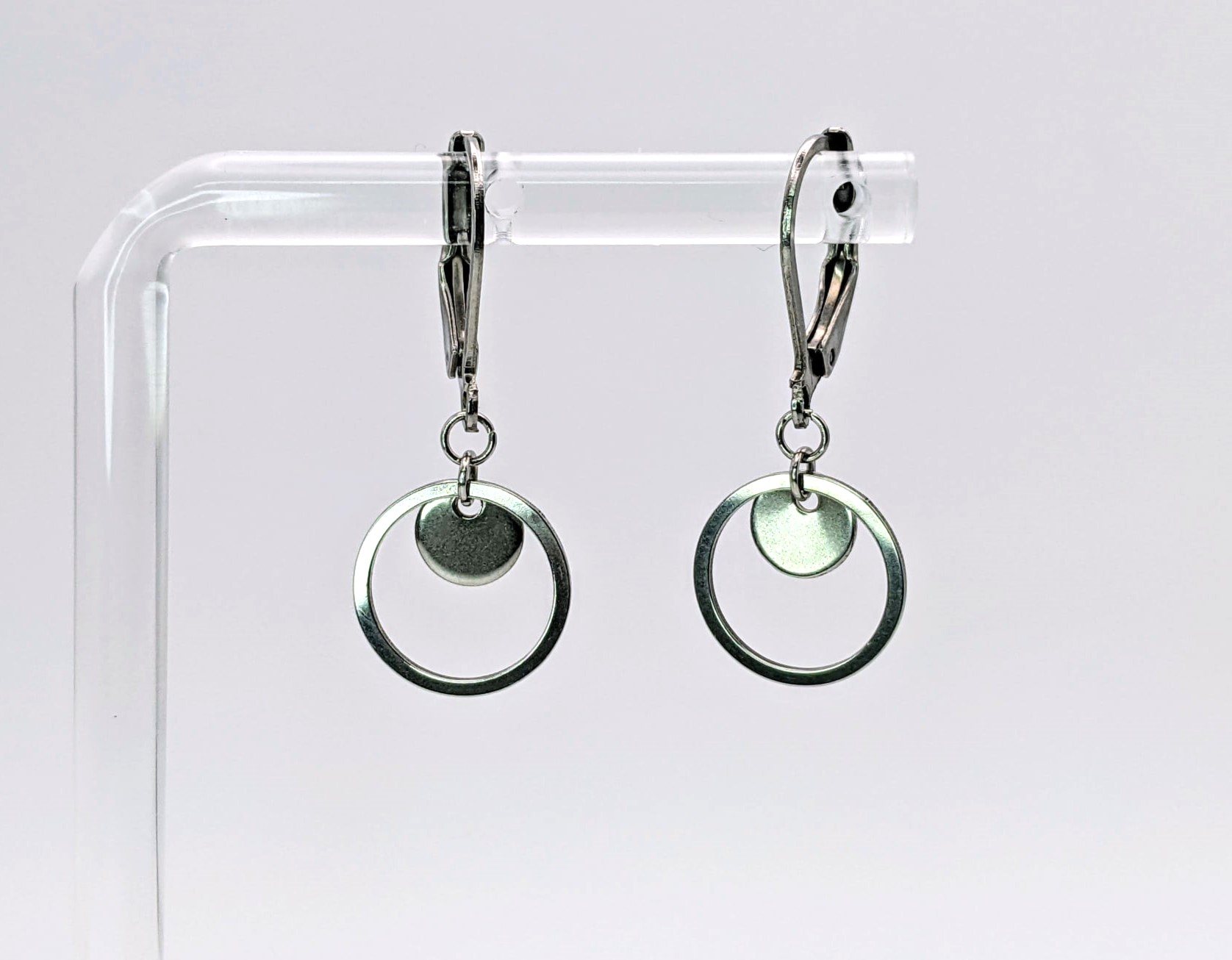 Boucles d'oreilles pendantes : Acier inoxydable, anneaux (GL-AM 23-06-2)