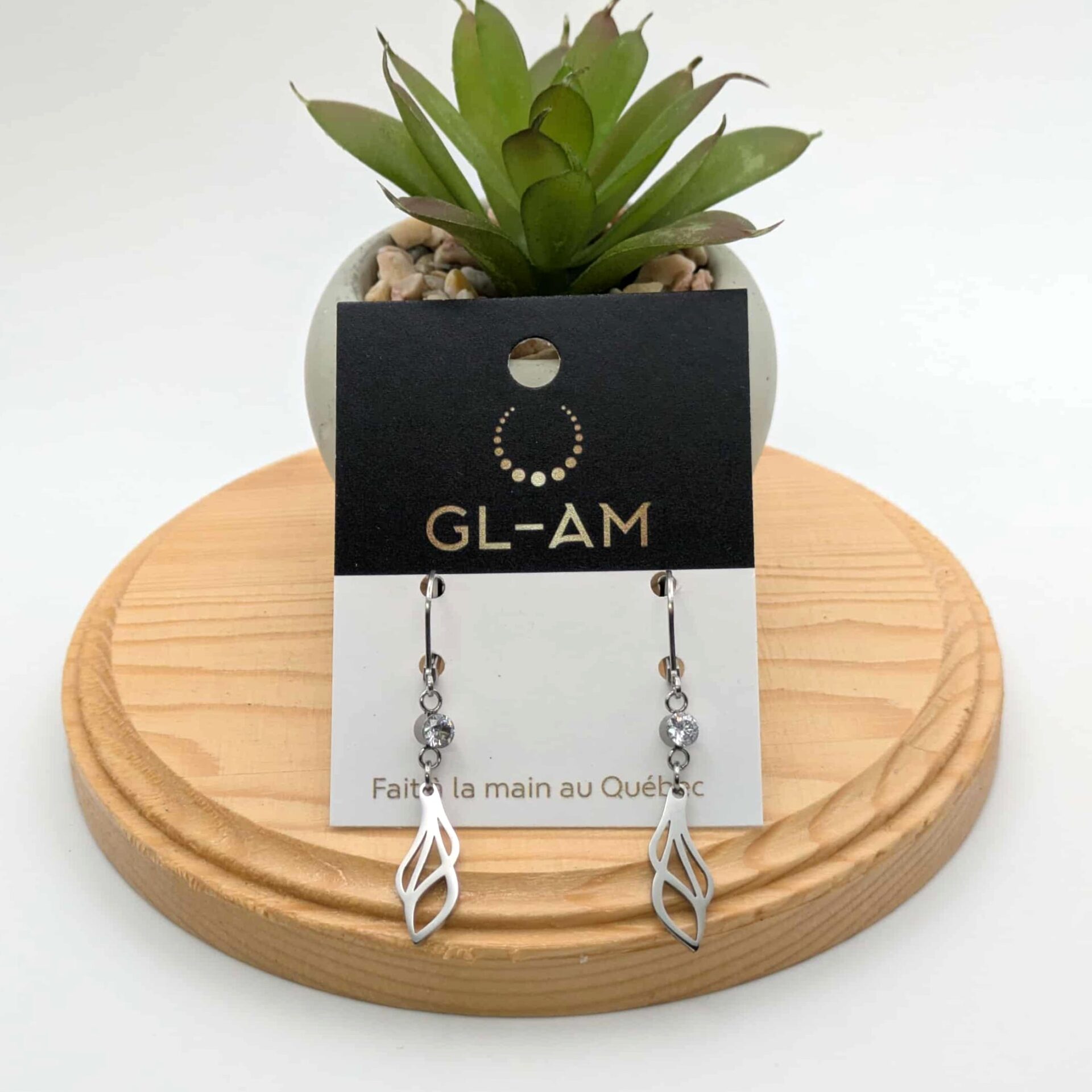 Boucles d'oreilles pendantes - Zircones cubiques (GL-AM 23-08-14-1)