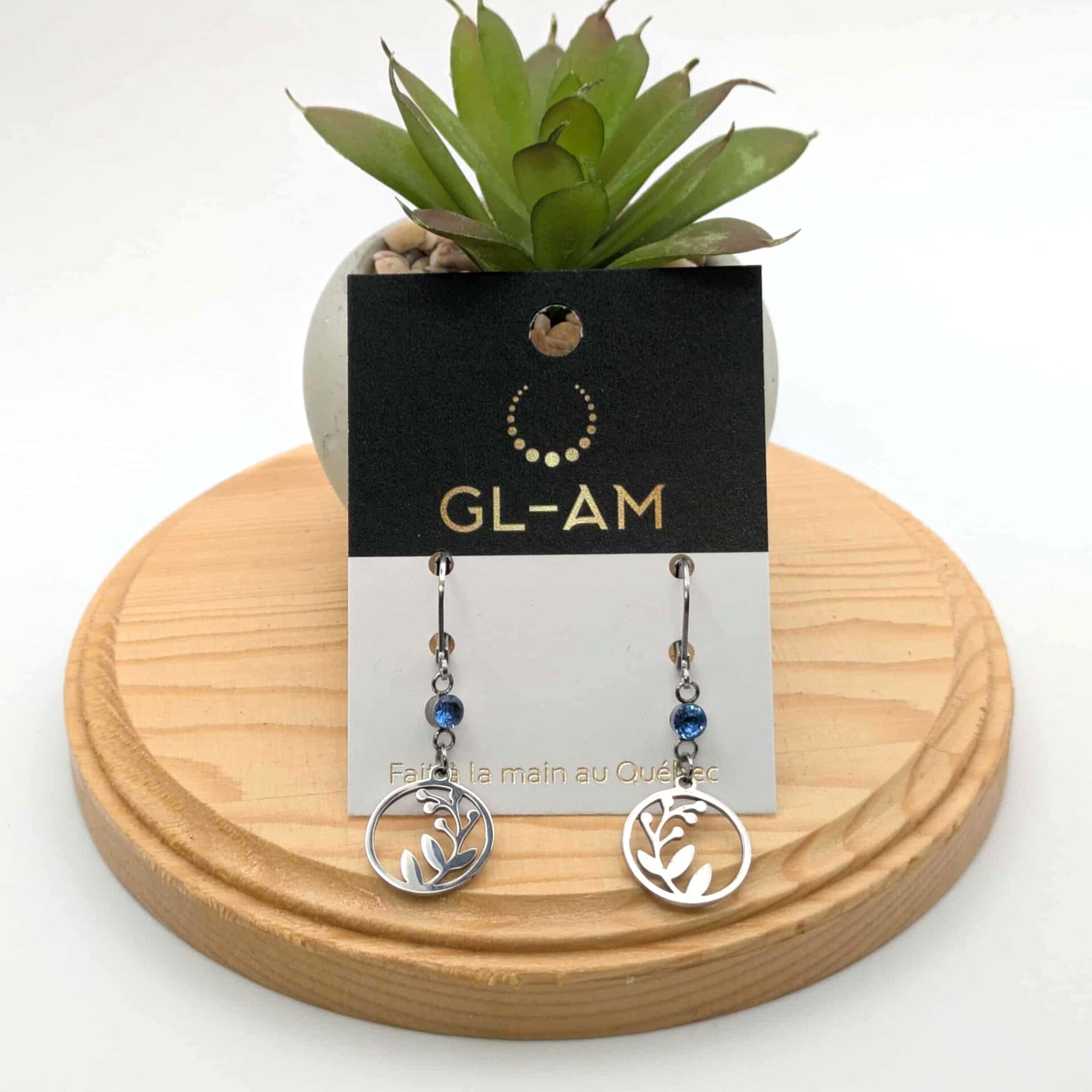 Boucles d'oreilles pendantes - Zircones cubiques (GL-AM 23-08-15-1)