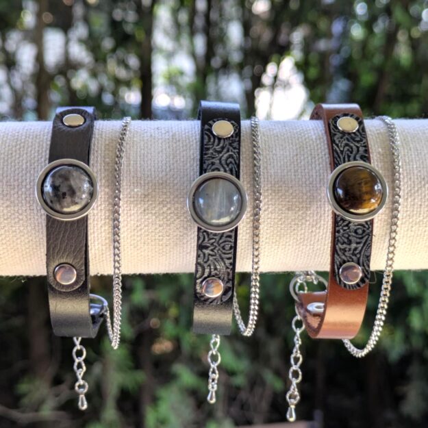 Bracelet en cuir ajustables - pierre (GL-AM 45-01)